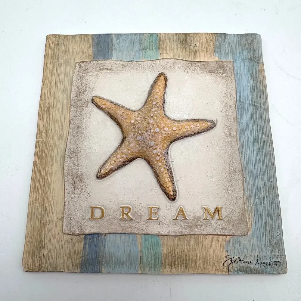 Beach Wall Plaques Dream Relax Shell Starfish Stephanie Marrott Coastal Decor